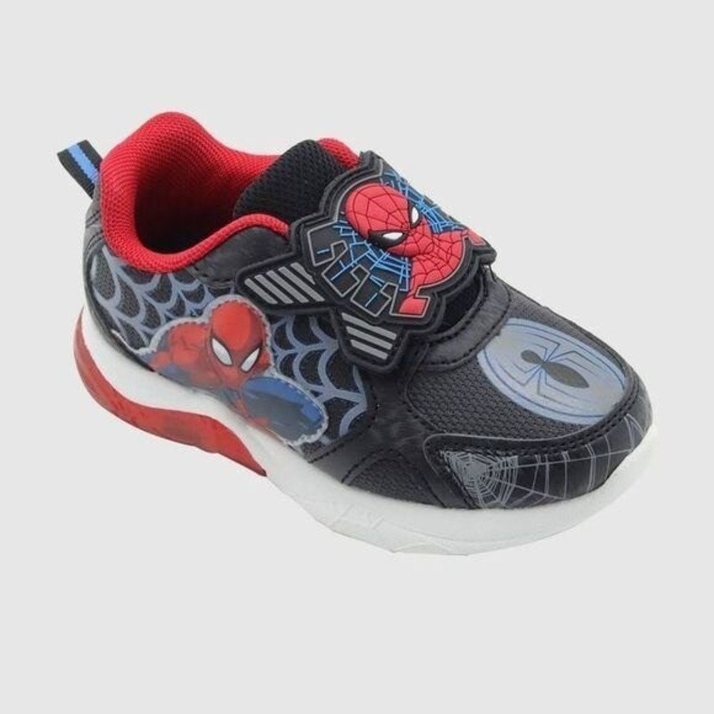 Little Boy Sneakers Disney Spider Man Light Up Black Size 1 New With Tags